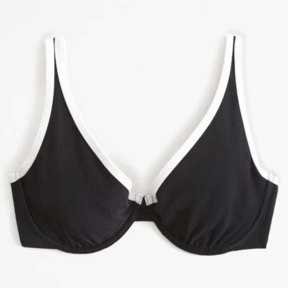 Abercrombie & Fitch Curve Love Black and White Bikini Top